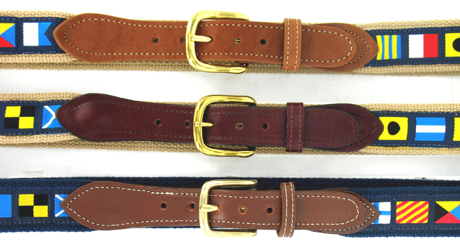 Leather Tip Belts / Select Your Embroidery Pattern and Webbing